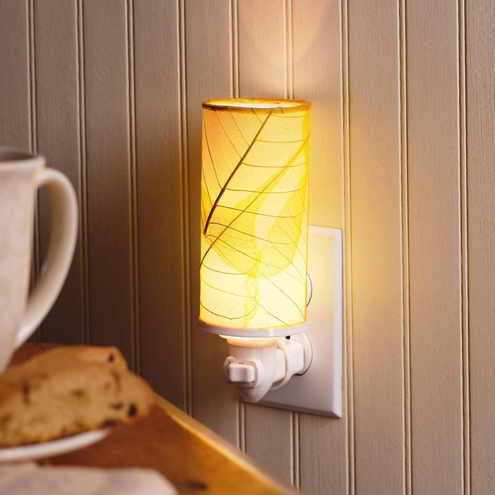 Cylinder Nightlight Yellow, Shade Made of Cocoa Leaves | Artisans.
