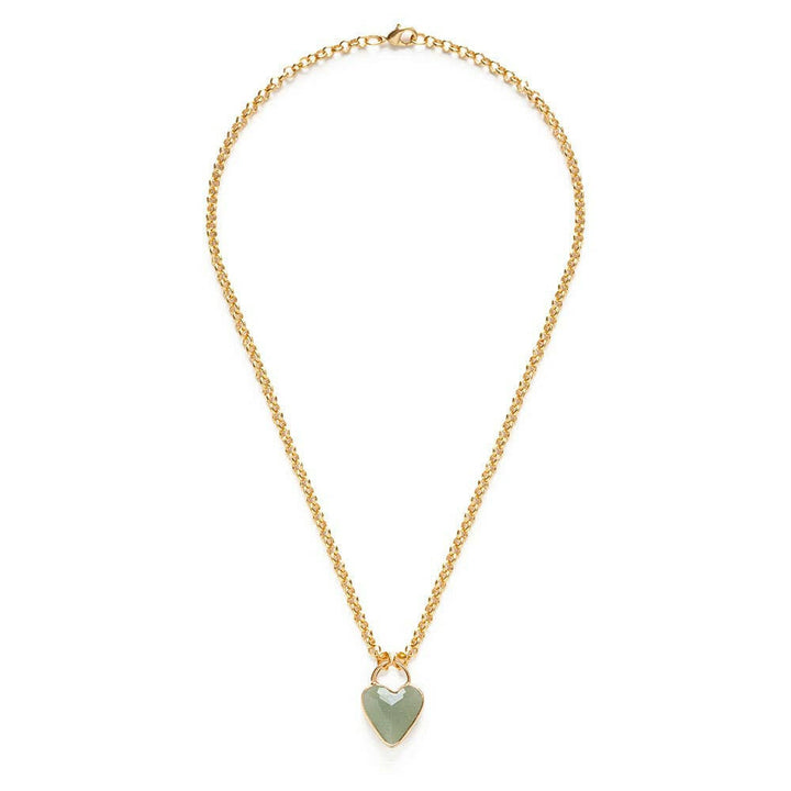 Gemstone Heart Pendant Chunky Chain