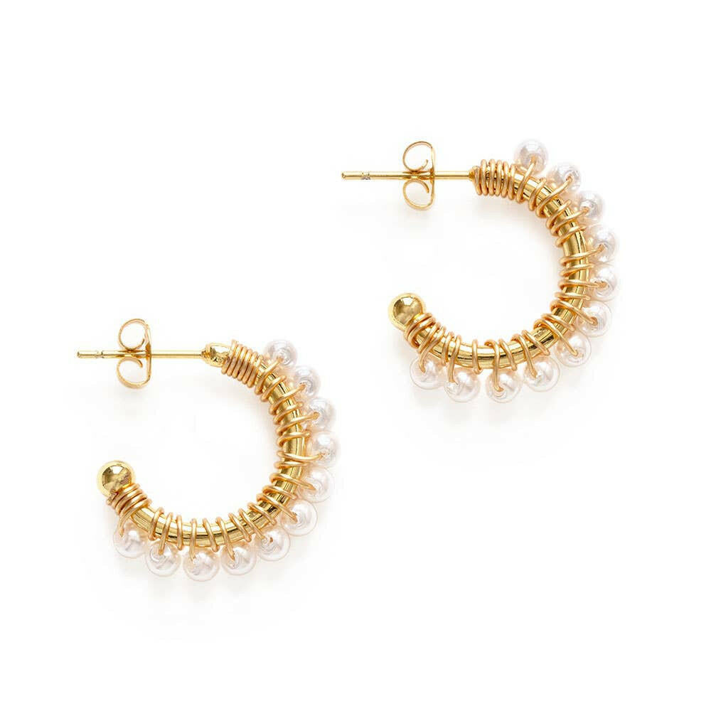 Pearl Wrapped Hoop Earrings | Artisans.
