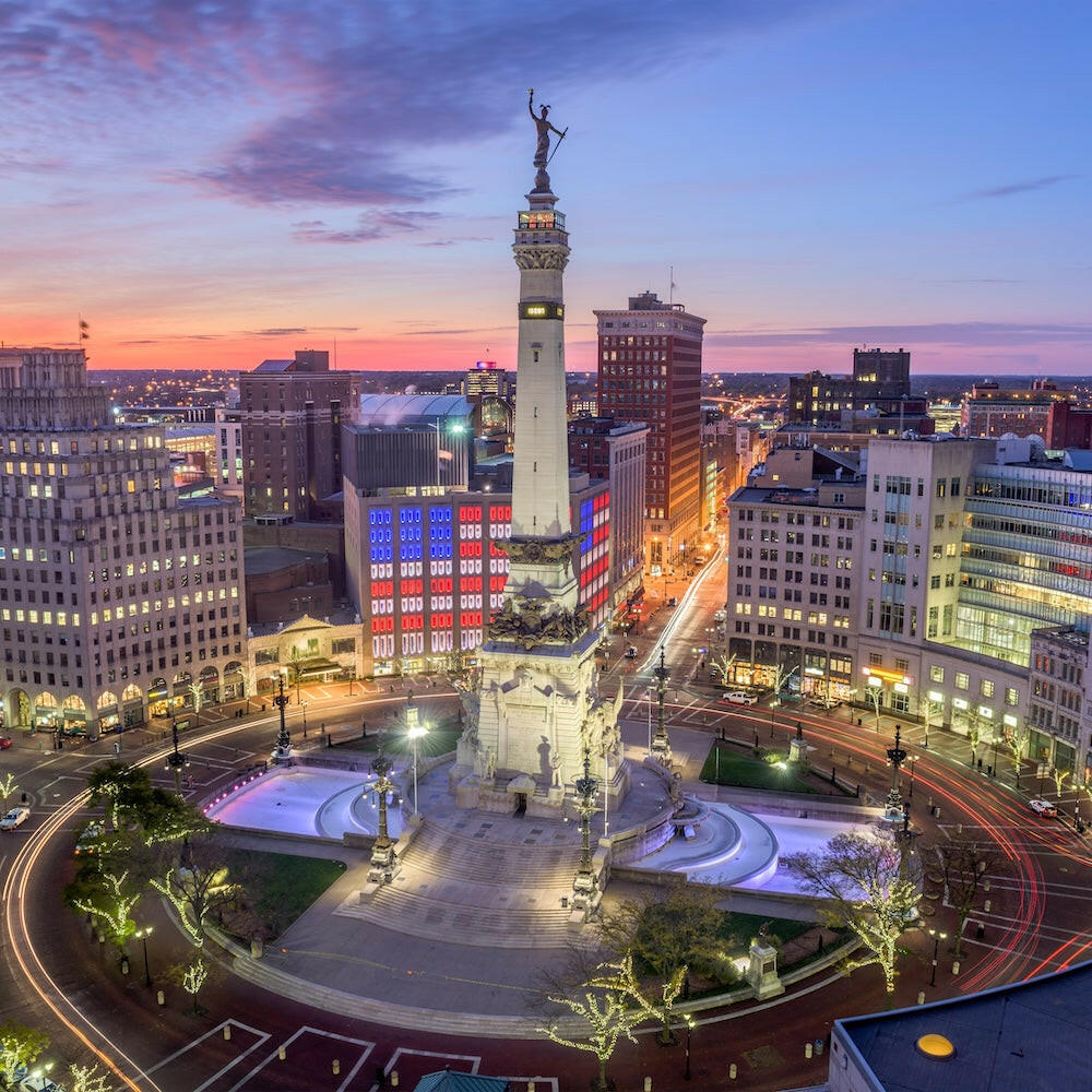 Indianapolis Circle at Night - Wooden Jigsaw Puzzle Small | Artisans.