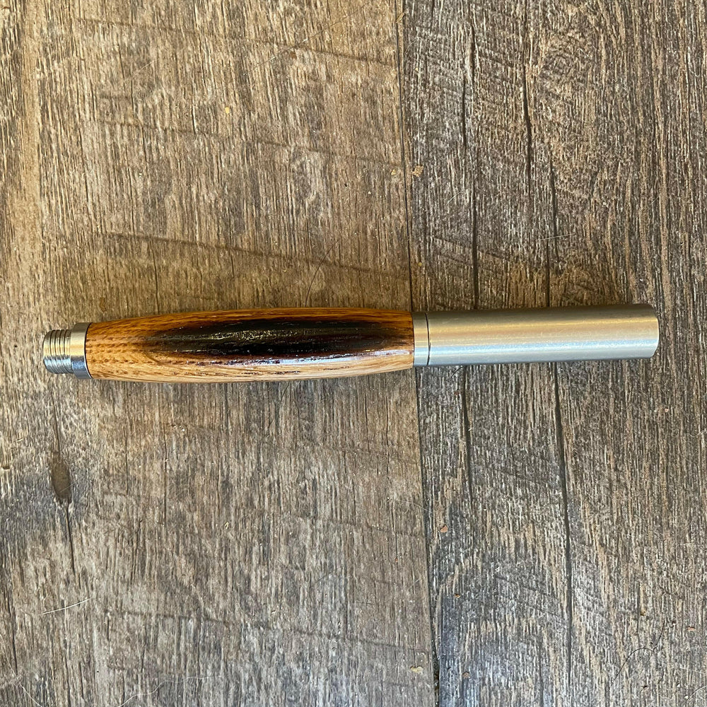 Roots & Jones Bourbon Barrel Stainless Steel Rollerball Pen | Artisans.