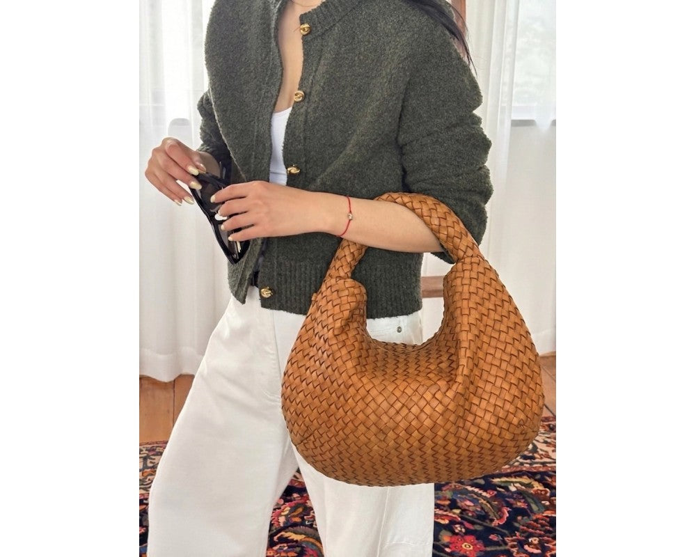 Italian Leather Romeo Woven Hobo Bag