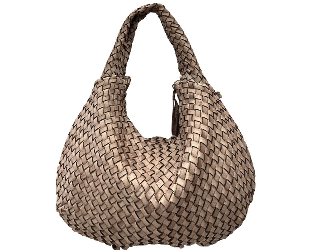 Italian Leather Romeo Woven Hobo Bag