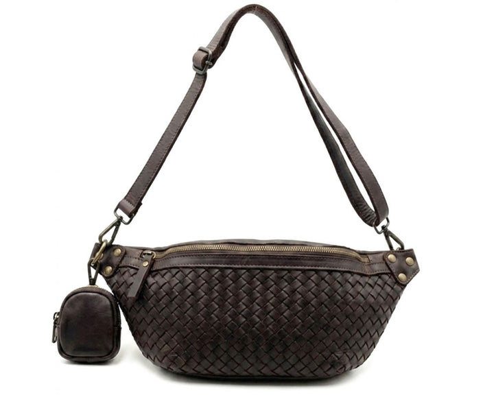 Tosha Italian Leather Woven Sling Bag