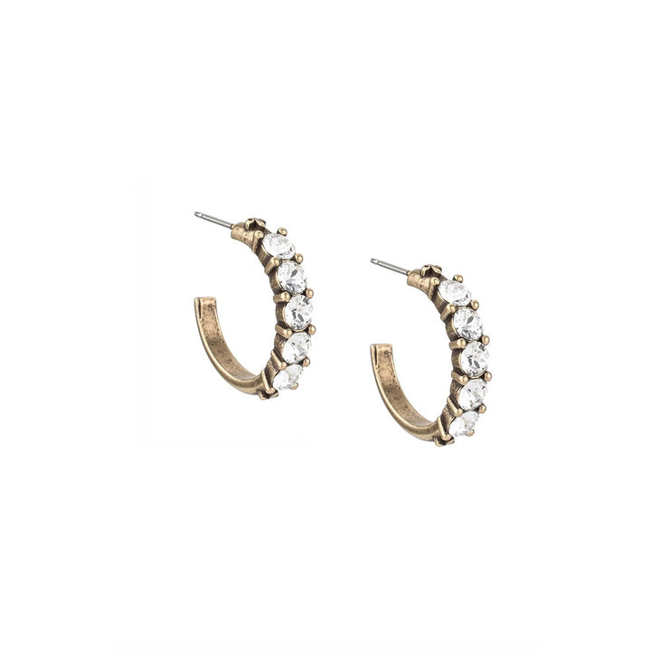 Cinq Austrian Crystal Brass Huggies Earrings
