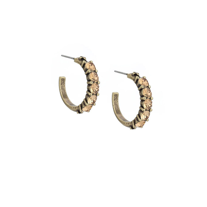 Cinq Austrian Crystal Brass Huggies Earrings