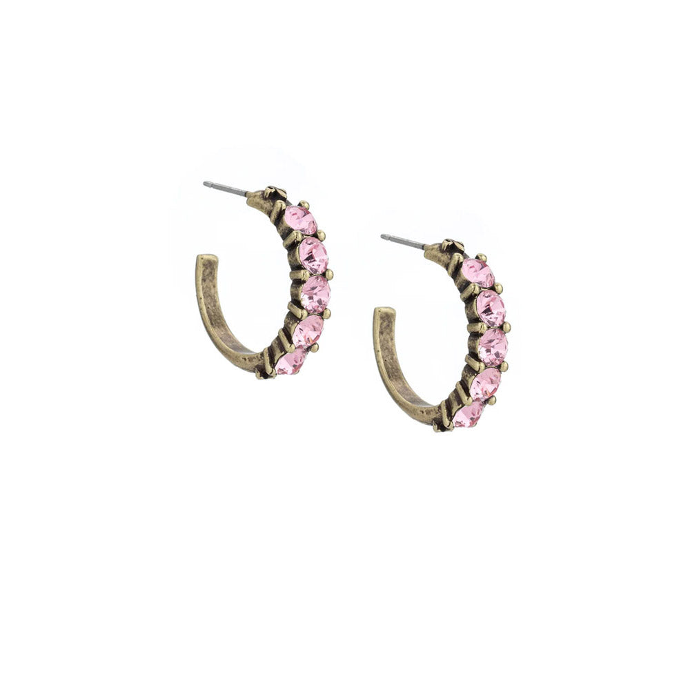 Cinq Austrian Crystal Brass Huggies Earrings