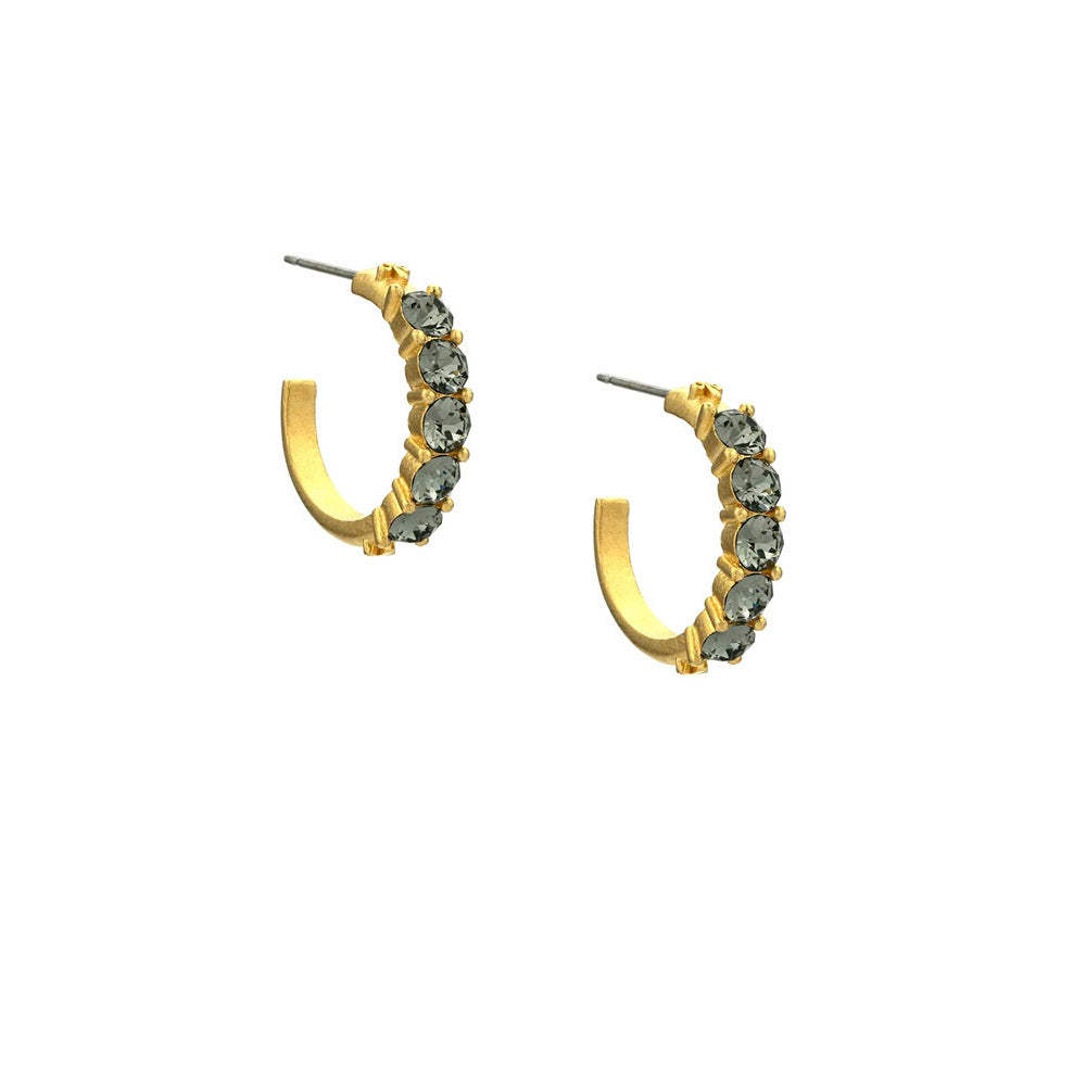 Cinq Austrian Crystal Gold Huggies Earrings