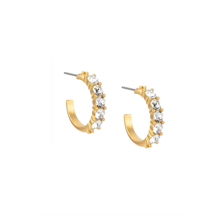 Cinq Austrian Crystal Gold Huggies Earrings