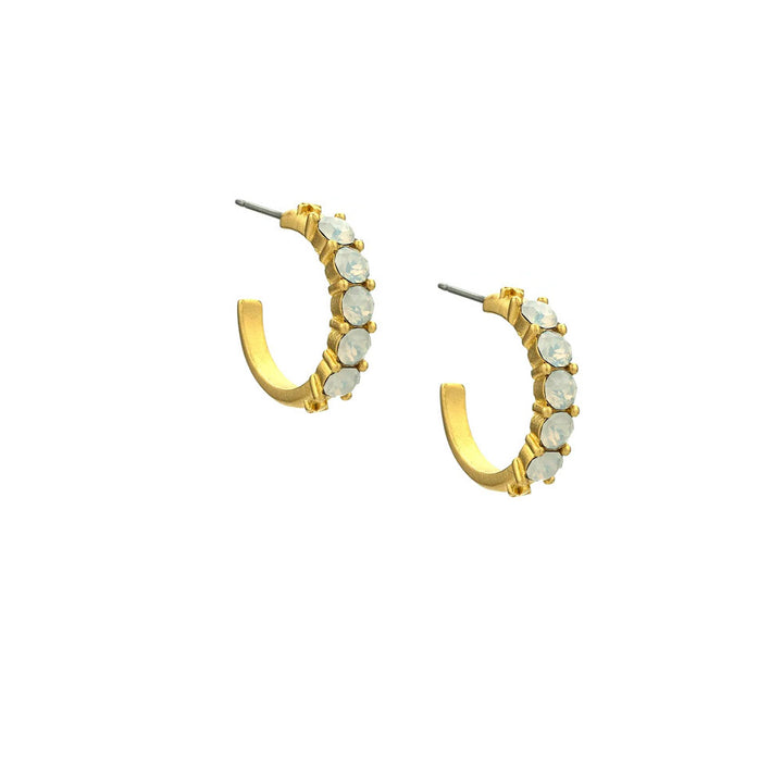 Cinq Austrian Crystal Gold Huggies Earrings