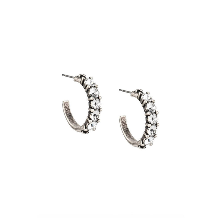 Cinq Austrian Crystal Silver Huggies Earrings