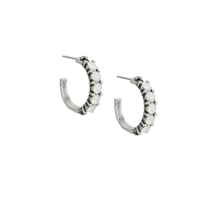 Cinq Austrian Crystal Silver Huggies Earrings