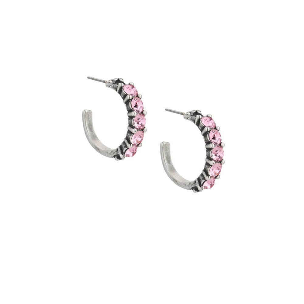Cinq Austrian Crystal Silver Huggies Earrings