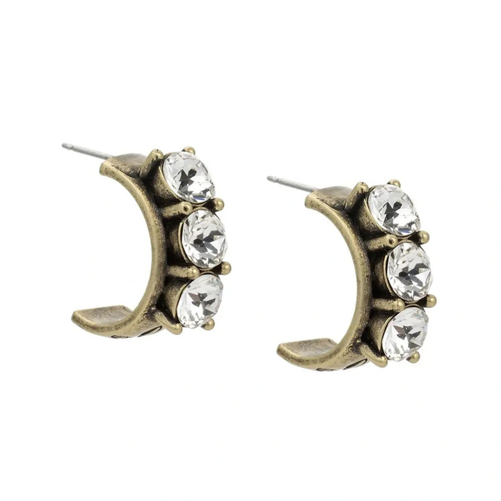 Austrian Crystal Brass Huggies Earrings | Artisans.