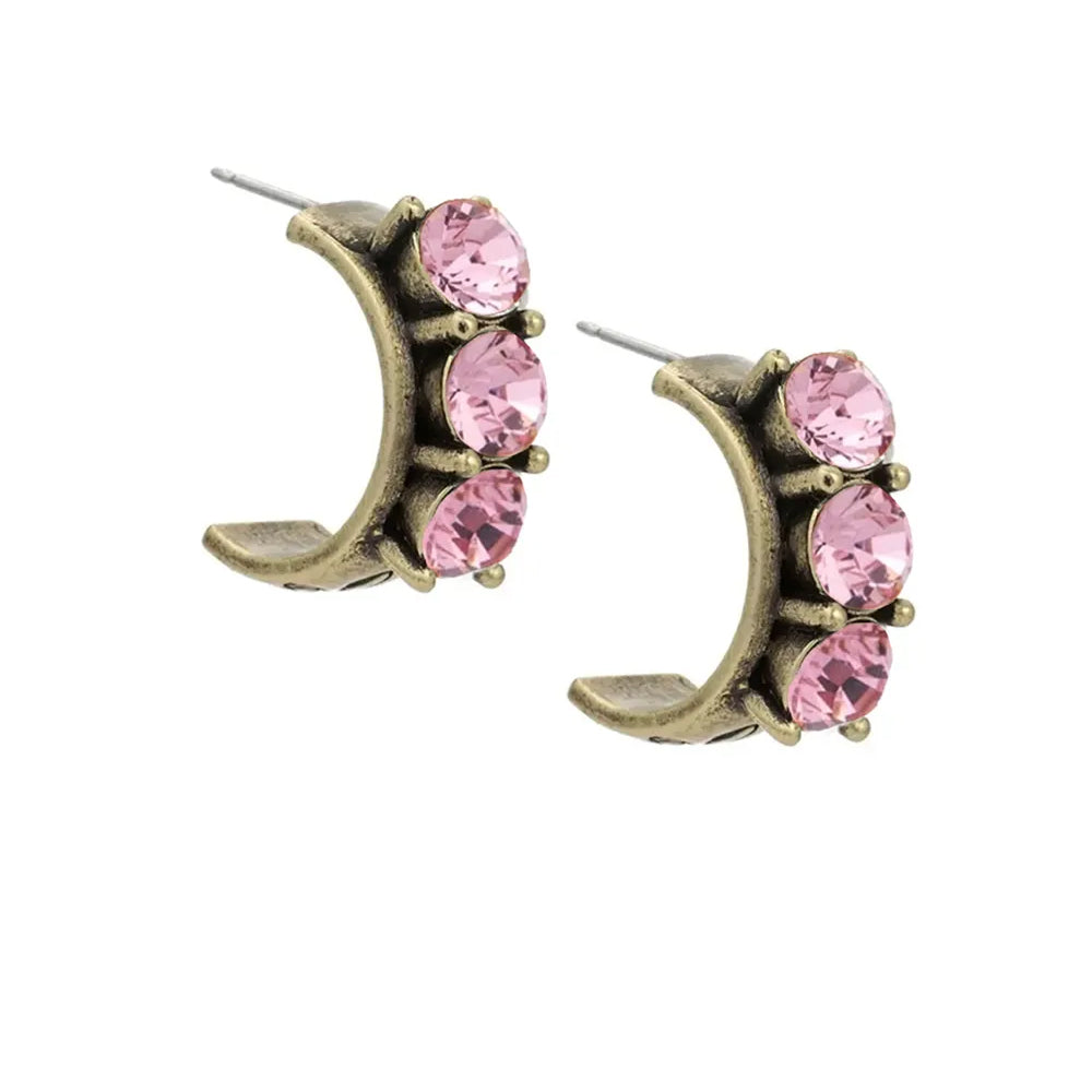 Austrian Crystal Brass Huggies Earrings | Artisans.