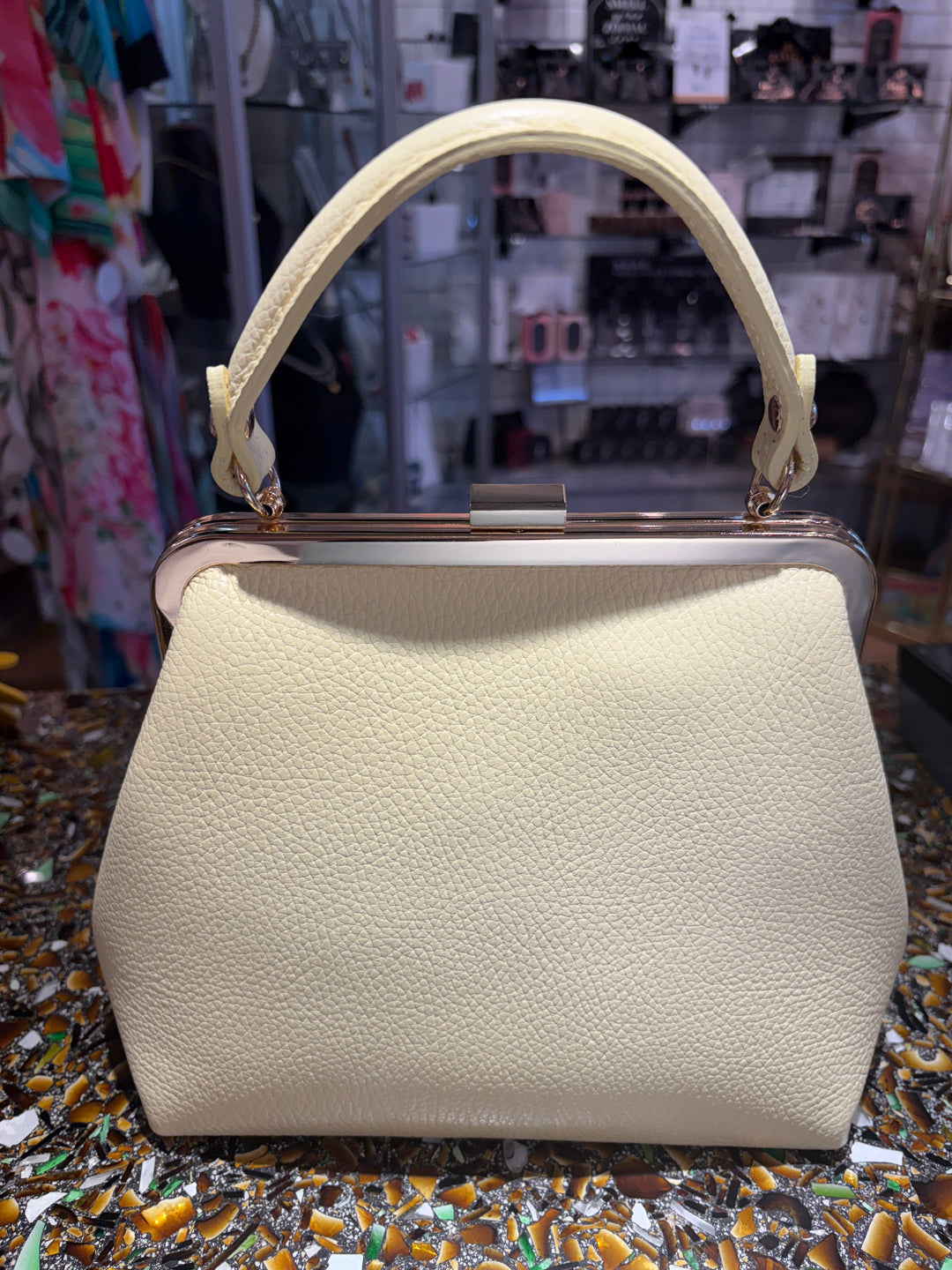 Abi Italian Leather Frame Handbag
