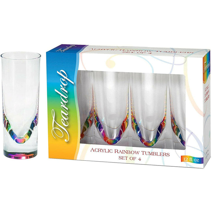 Teardrop 14oz. Rainbow Acrylic 4-Pack Tall Tumblers