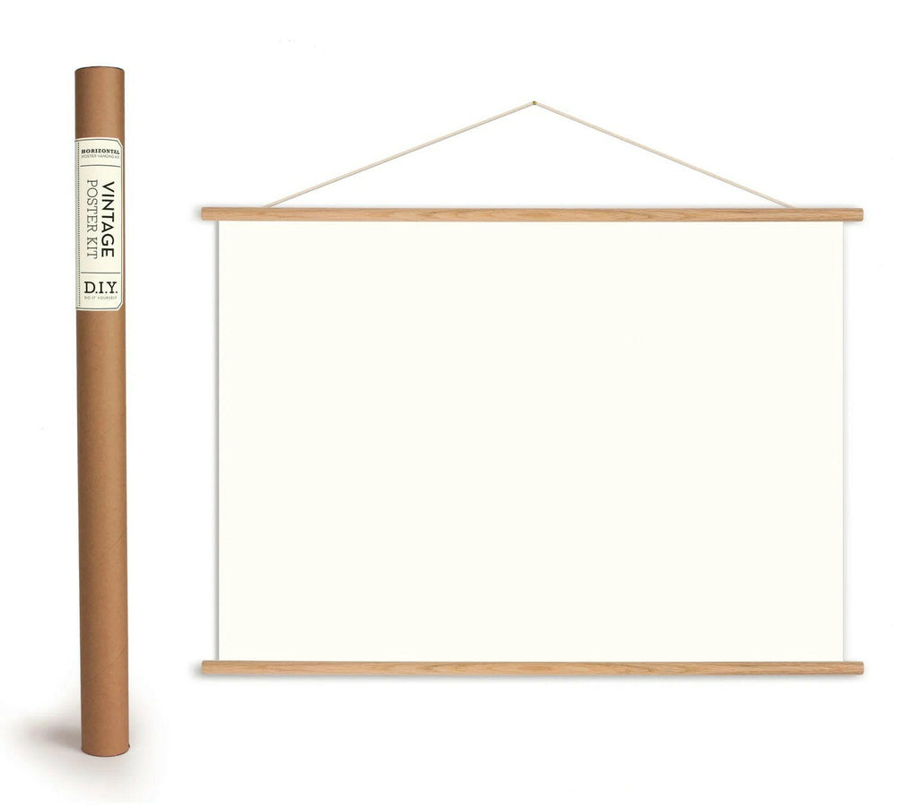 Roll of paper with a wooden frame on a white background