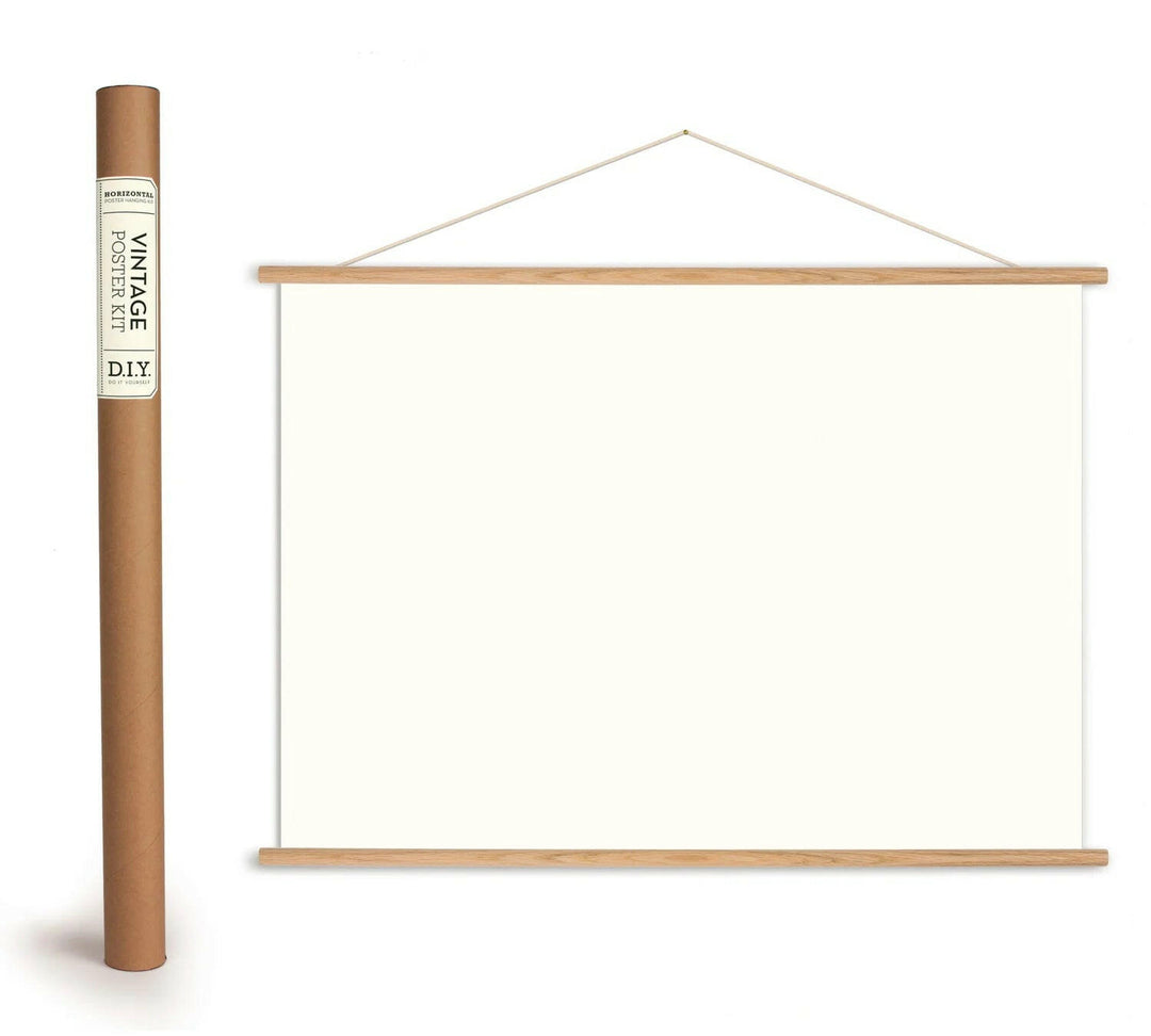Roll of paper with a wooden frame on a white background