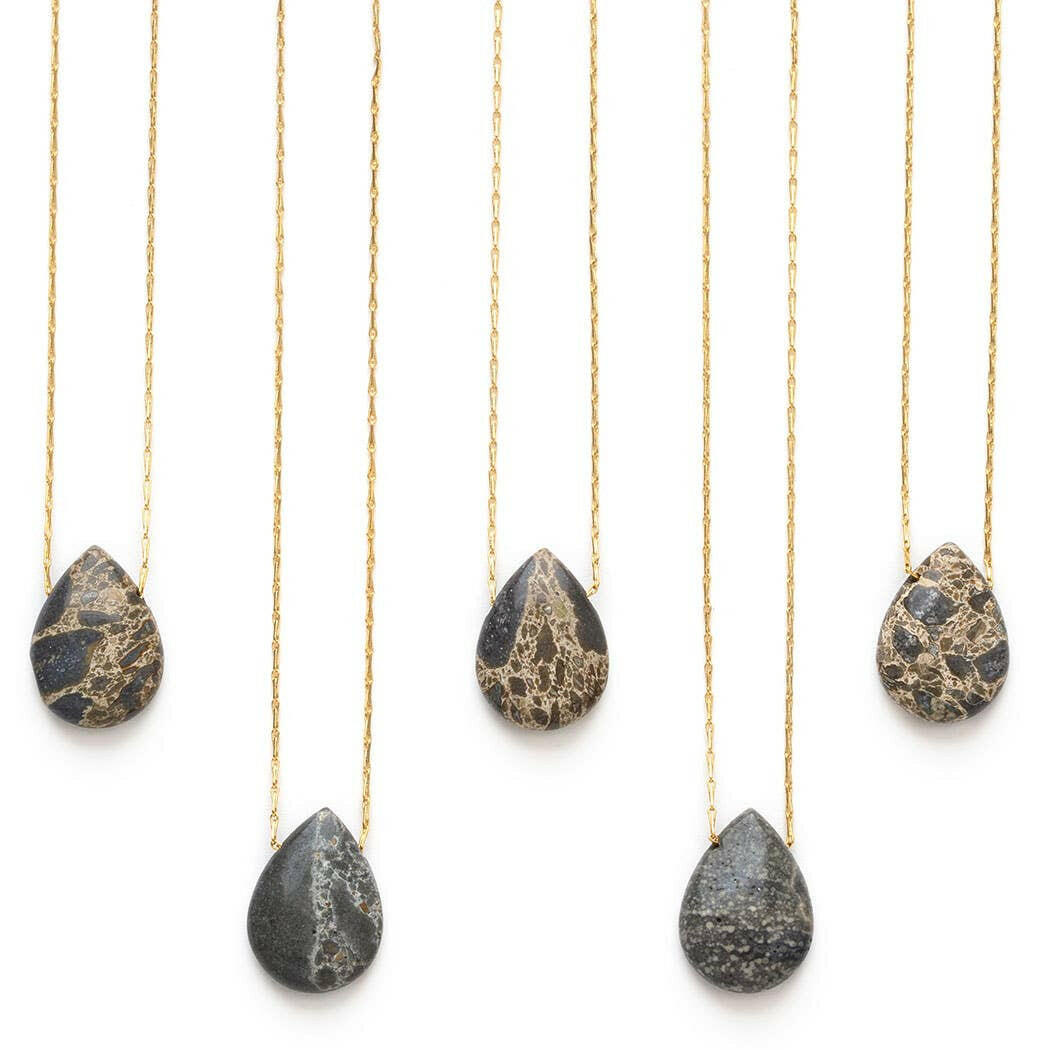 62SW | Spider Web Jasper Teardrop Pendant | Artisans.