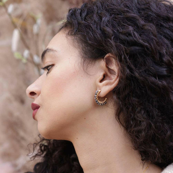 Labradorite Wrapped Hoop Earrings | Artisans.