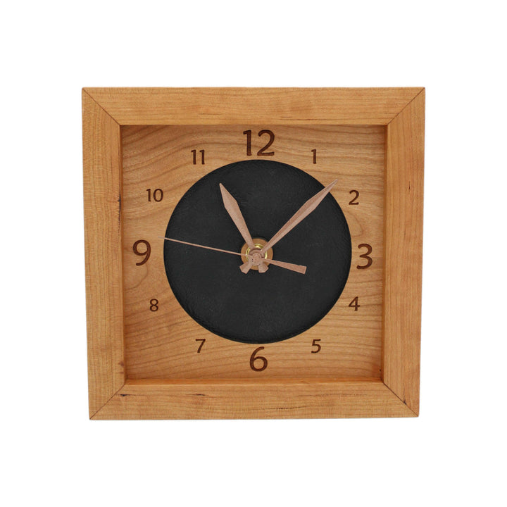 Leather & Cherry Wood Box Clock