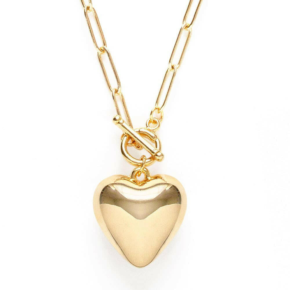 Puffed Heart on Toggle Chain Necklace | Artisans.
