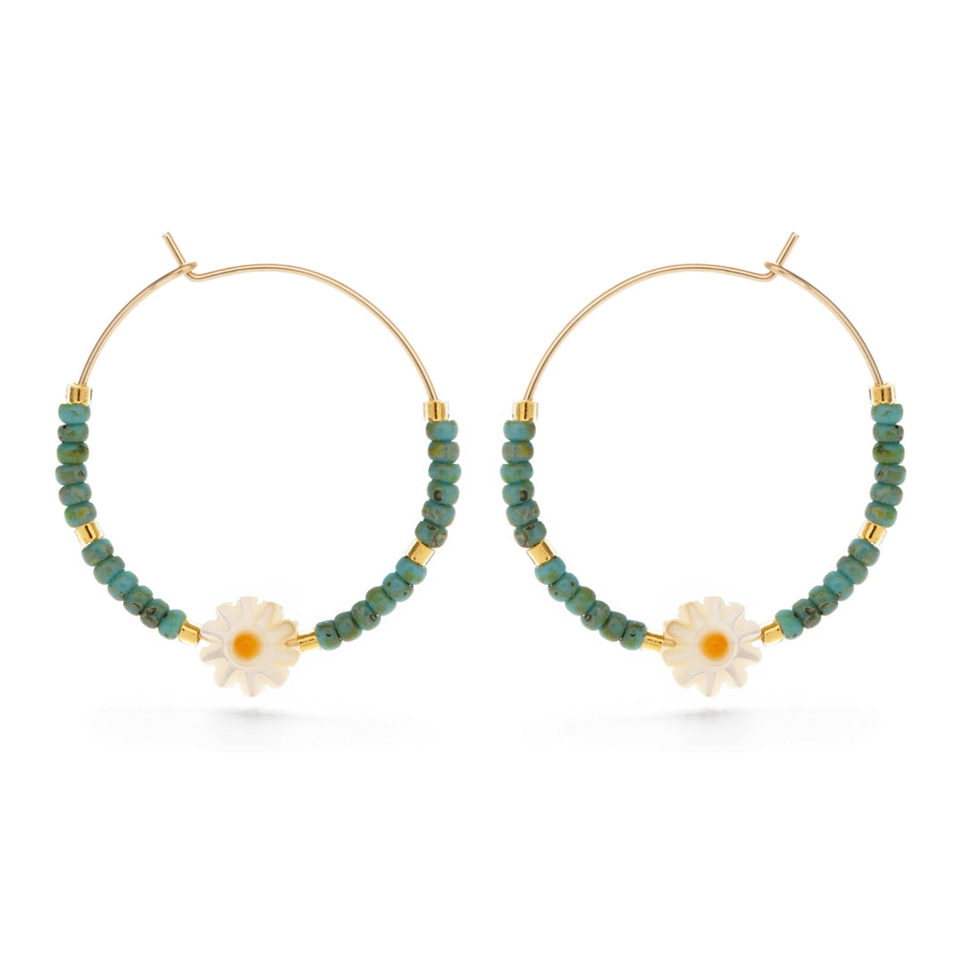Daisy Bead Hoop Earrings | Artisans.