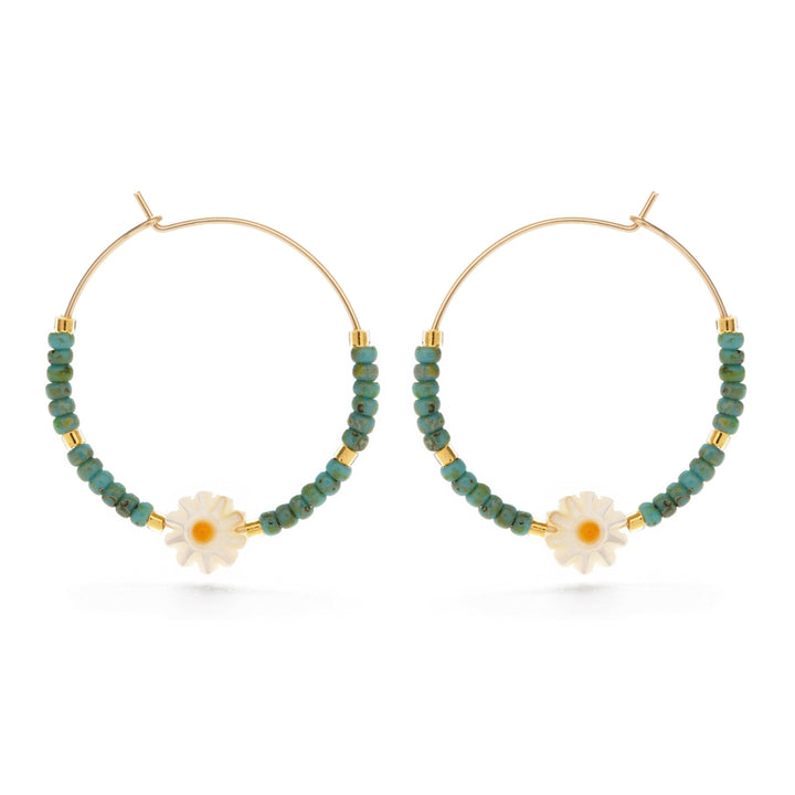 Daisy Bead Hoop Earrings | Artisans.