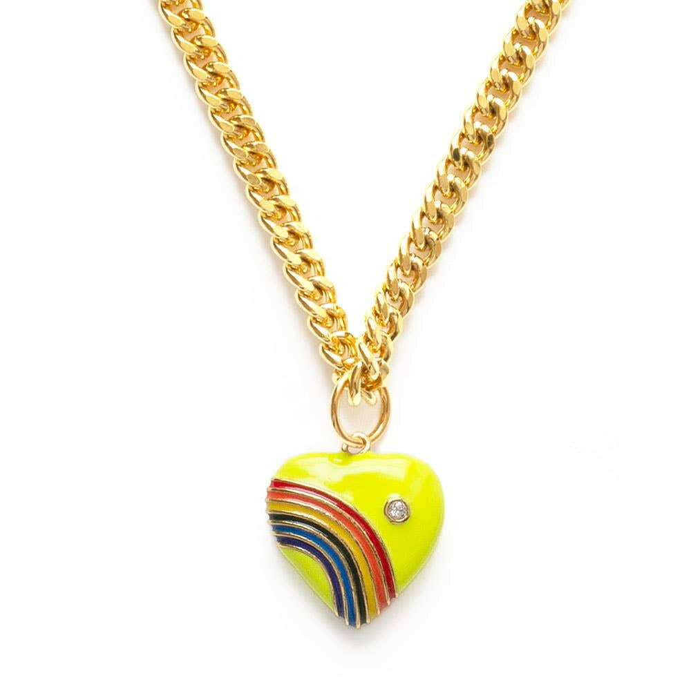 80's Rainbow Heart Necklace | Artisans.