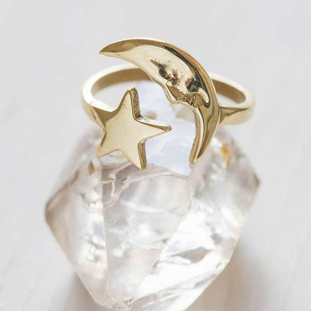 Crescent Moon & Star Ring | Artisans.