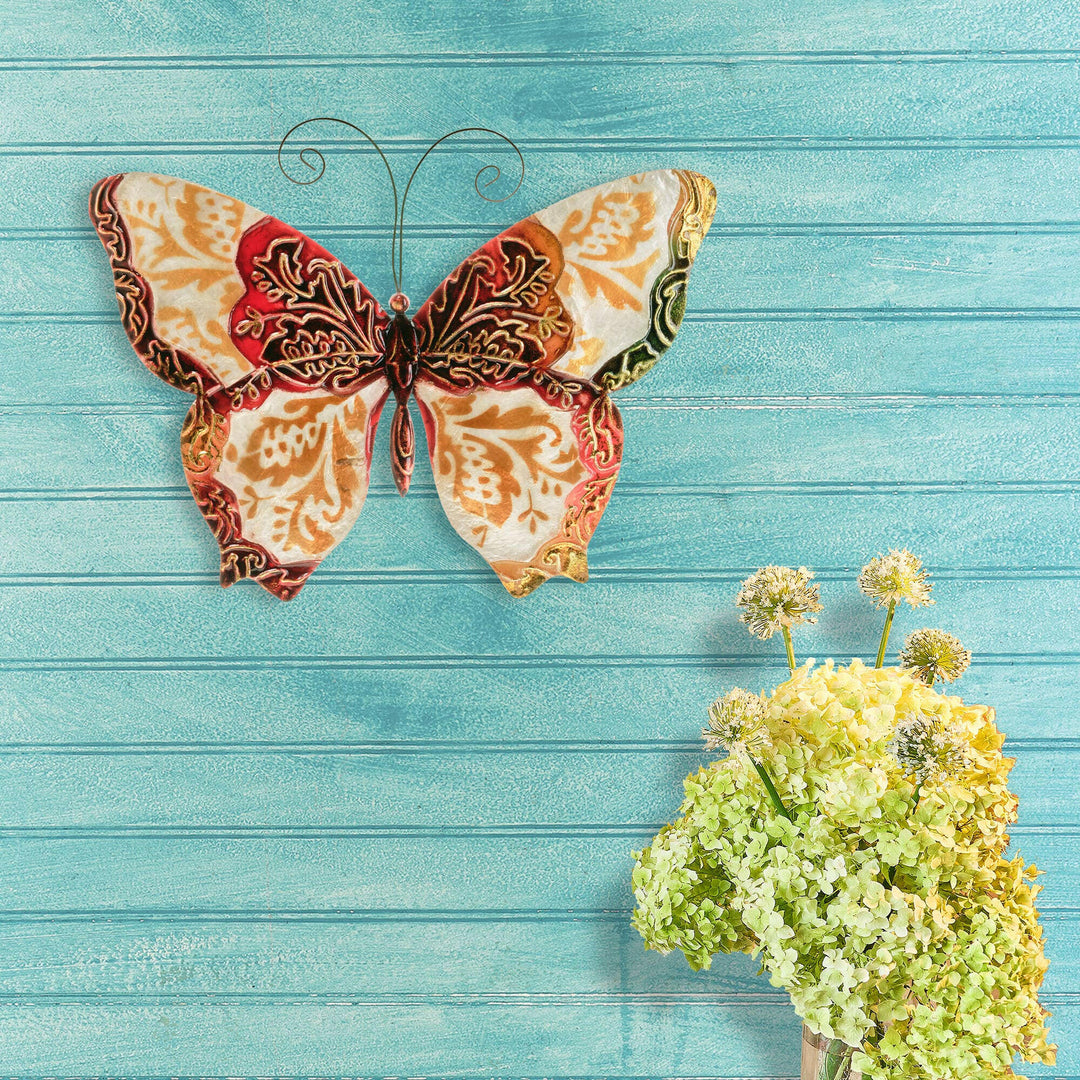 Butterfly Wall Decor Pearl And Red | Artisans.