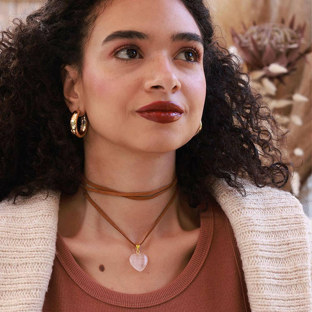 Rose Quartz Heart Wrap Choker | Artisans.