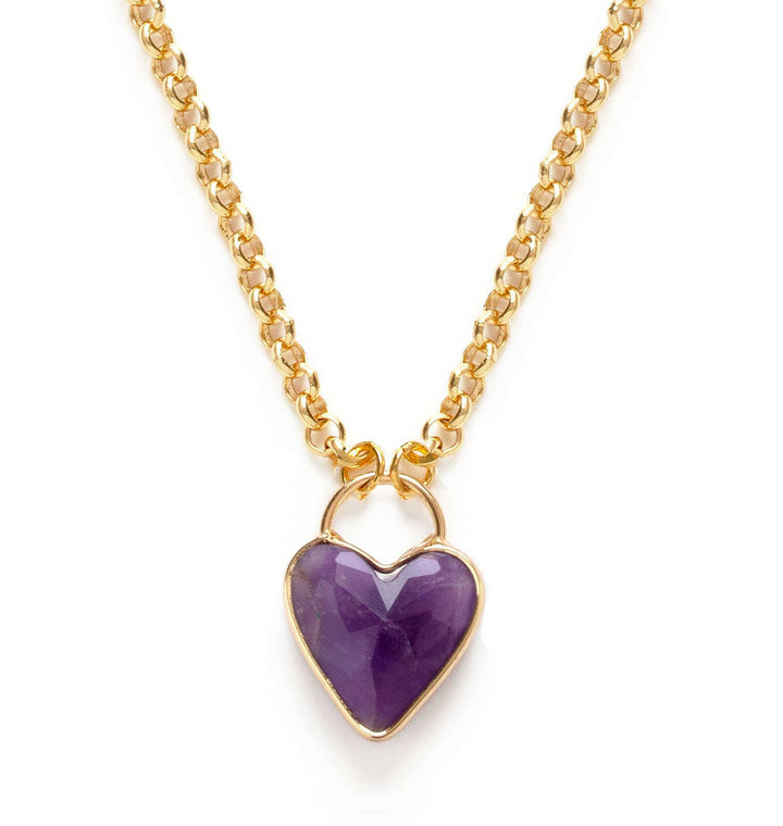 Gemstone Heart Pendant Chunky Chain