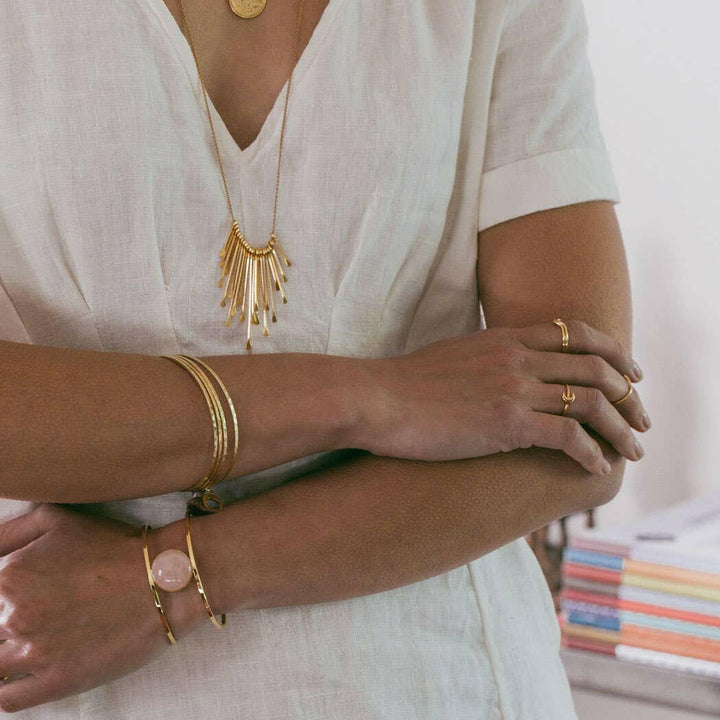 Gold Hammered Bangle Set | Artisans.