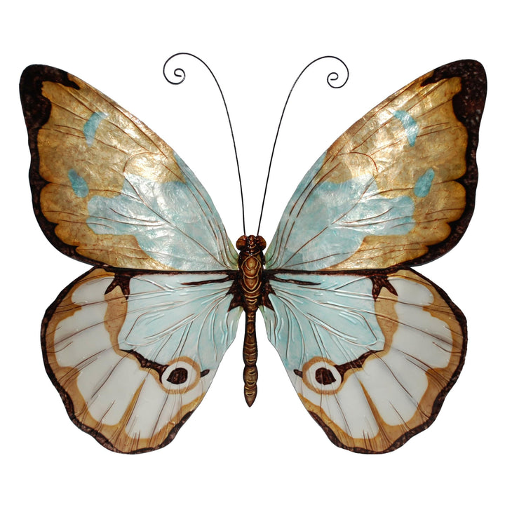 Butterfly Wall Decor Copper With Aqua Large | Artisans.