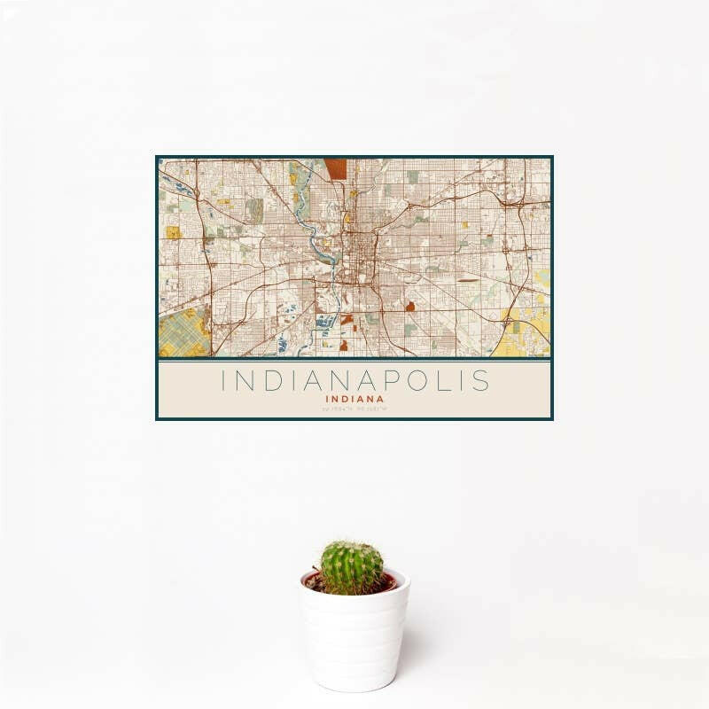 Indianapolis IN Map Print Woodblock | Artisans.