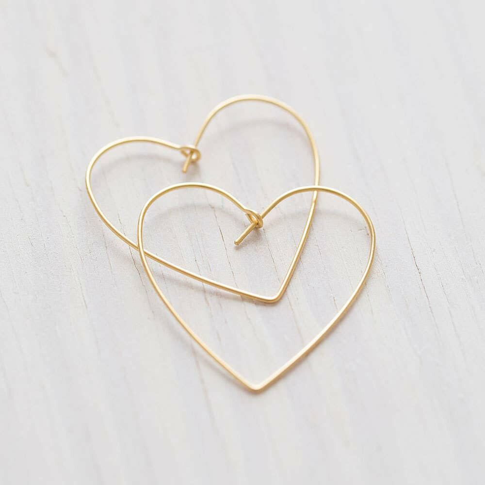 Heart Hoop Earrings: 24K Gold / 1.5" | Artisans.