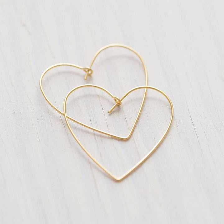 Heart Hoop Earrings: 24K Gold / 1.5" | Artisans.