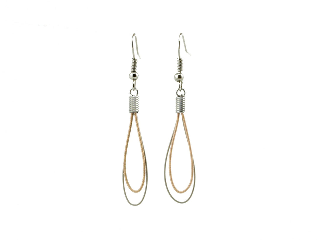 Double Teardrop Recycled Guitar String Earrings