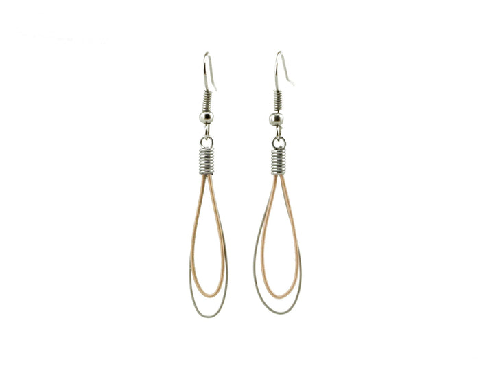 Double Teardrop Recycled Guitar String Earrings