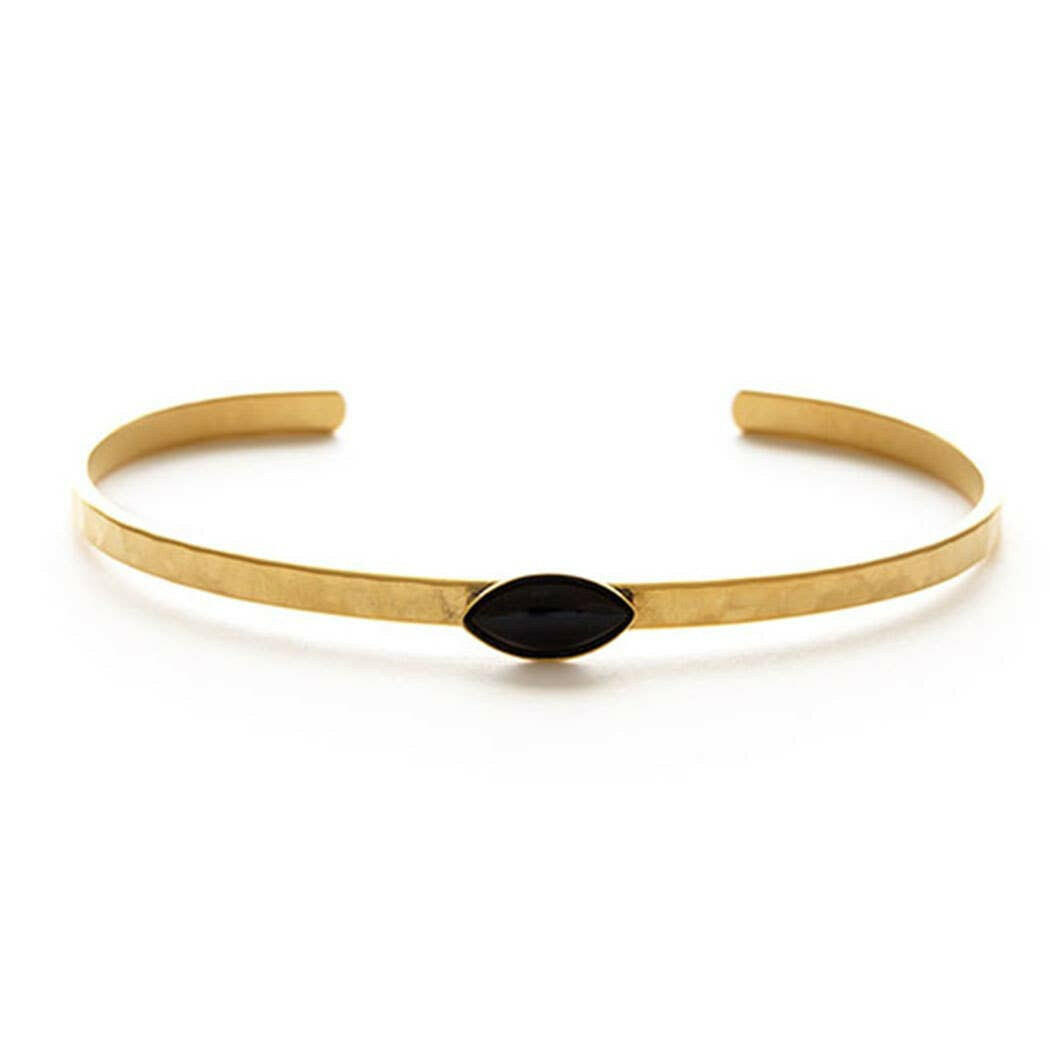 Navette Hammered Cuff  Onyx | Artisans.