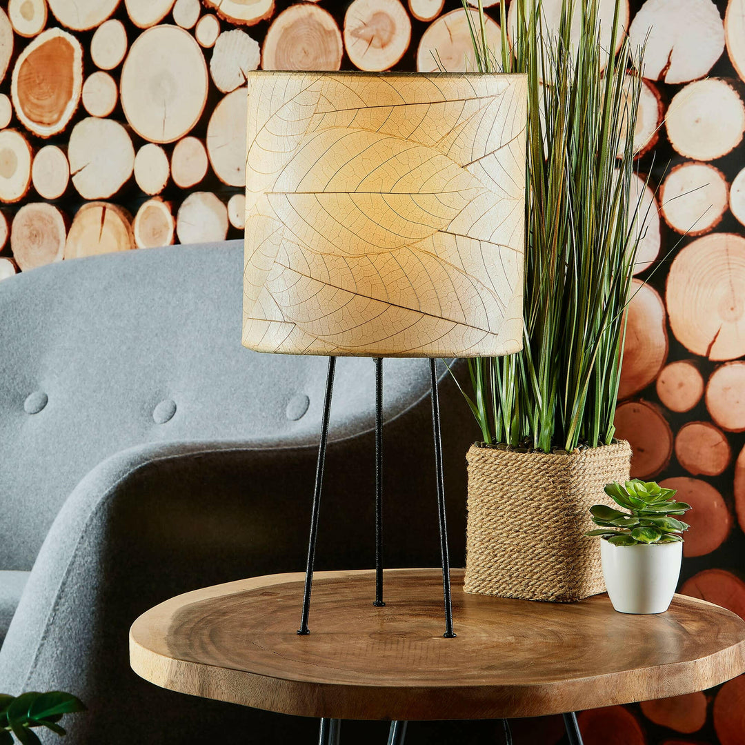 Metal Tripod Drum Table Lamp Natural | Artisans.