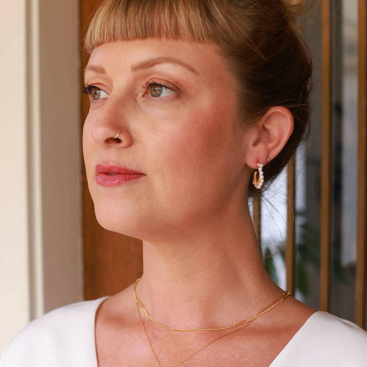 Pearl Wrapped Hoop Earrings | Artisans.