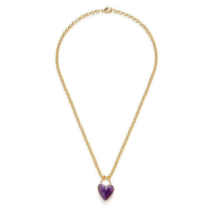 Gemstone Heart Pendant Chunky Chain