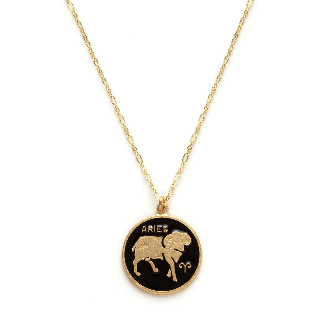 Zodiac Black Enamel Necklace — Astrology Collection
