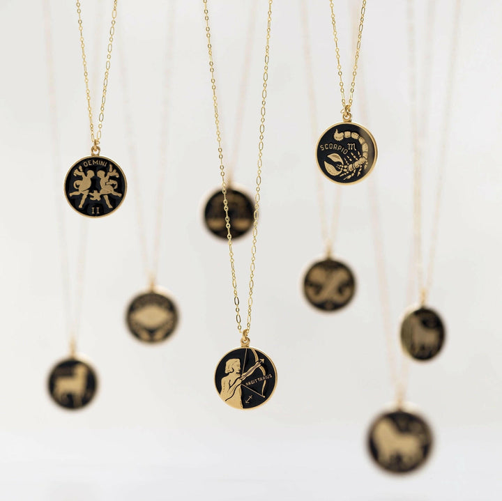 Zodiac Black Enamel Necklace — Astrology Collection