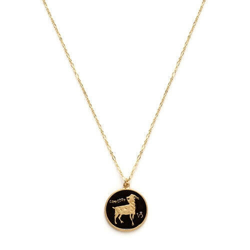 Zodiac Black Enamel Necklace — Astrology Collection