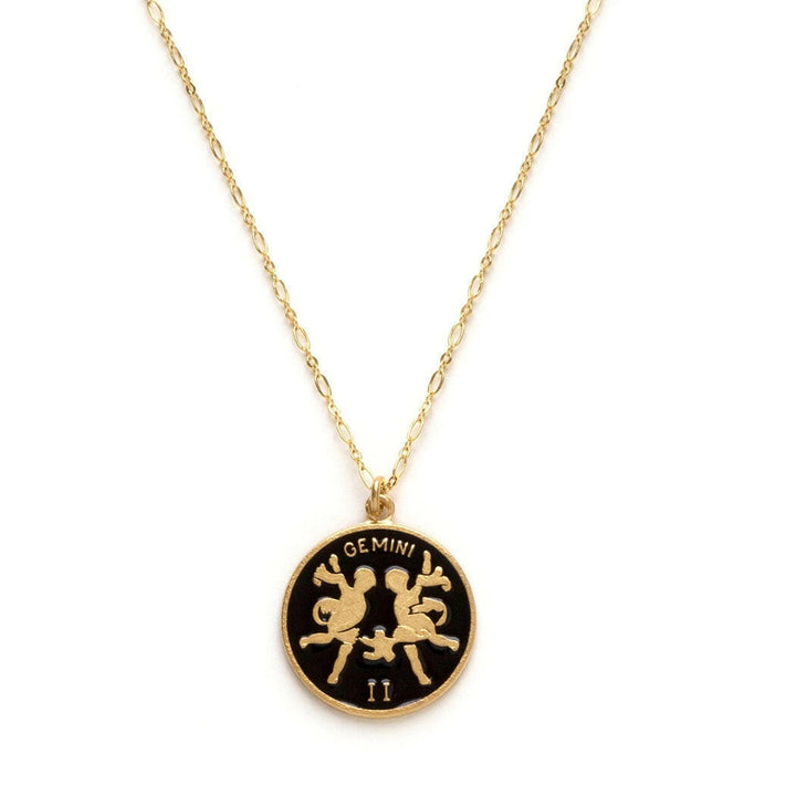 Zodiac Black Enamel Necklace — Astrology Collection