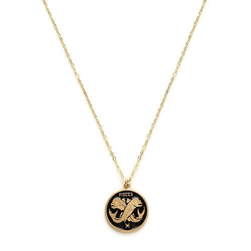Zodiac Black Enamel Necklace — Astrology Collection